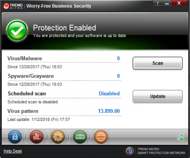 Protection enabled. Trend agent. Сервер trend Micro. Enable Protection. GRAYWARE.
