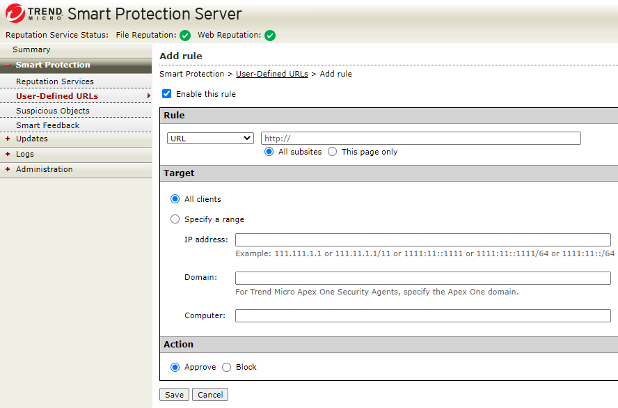 Smart Protection Server 3.3p10 / Enterprise / Online Help Center