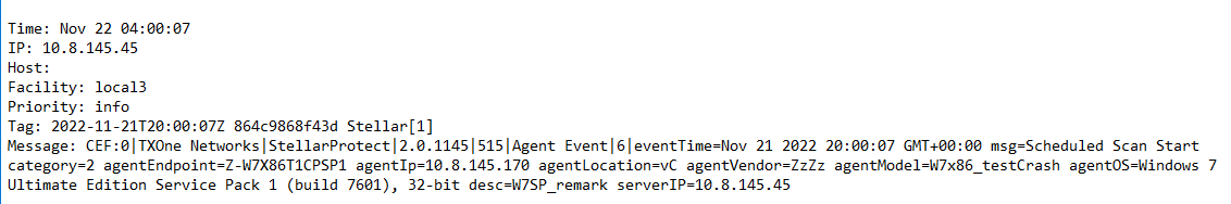 Stellarprotect Agent Event Format 